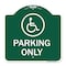 Signmission Parking With New Access Symbol, Green & White Aluminum Architectural Sign, 18" x 18", GW-1818-23407 A-DES-GW-1818-23407 - alternate 1